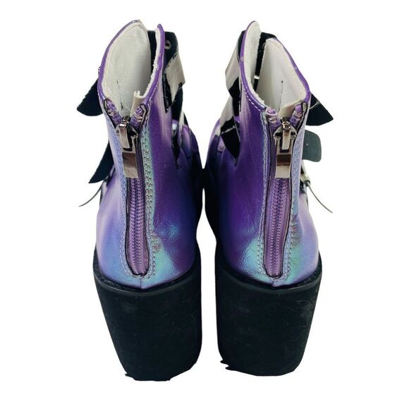 Purple Metallic Platform Ankle Boots - Size 6 - Picture 12 of 16